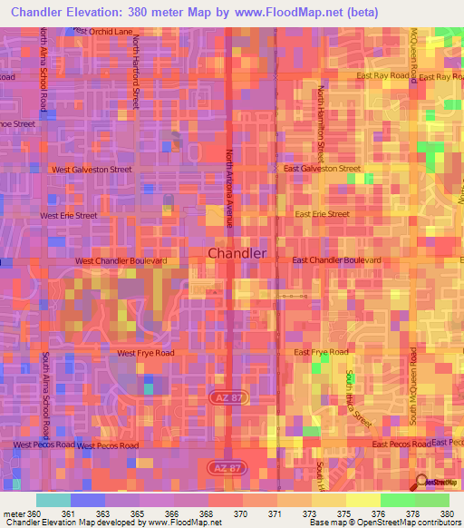 Chandler,US Elevation Map