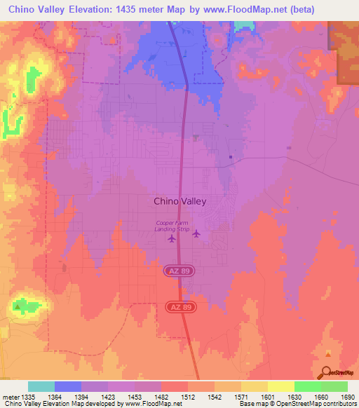 Chino Valley,US Elevation Map