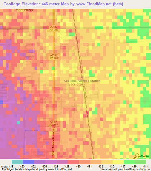 Coolidge,US Elevation Map