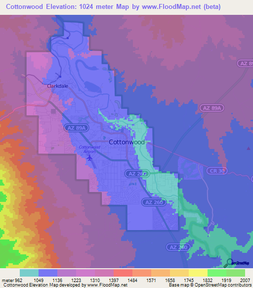 Cottonwood,US Elevation Map