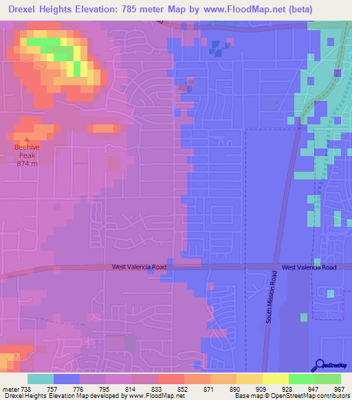 Drexel Heights,US Elevation Map