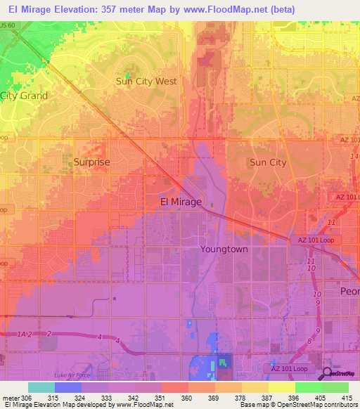 El Mirage,US Elevation Map