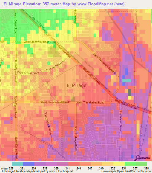 El Mirage,US Elevation Map