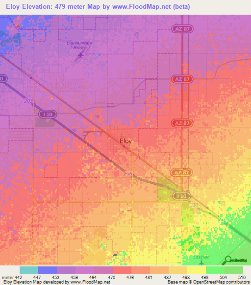 Eloy,US Elevation Map