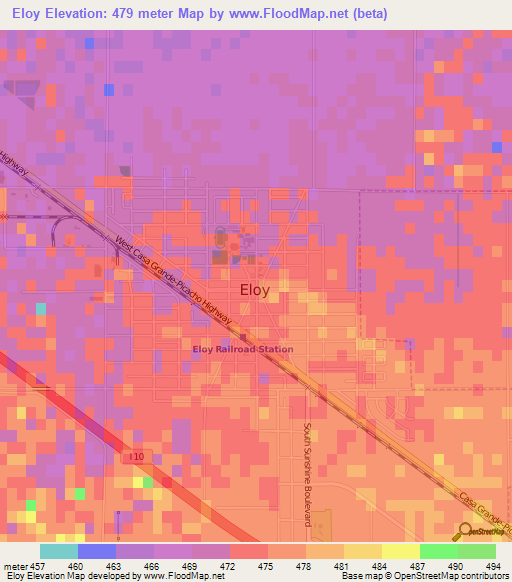 Eloy,US Elevation Map