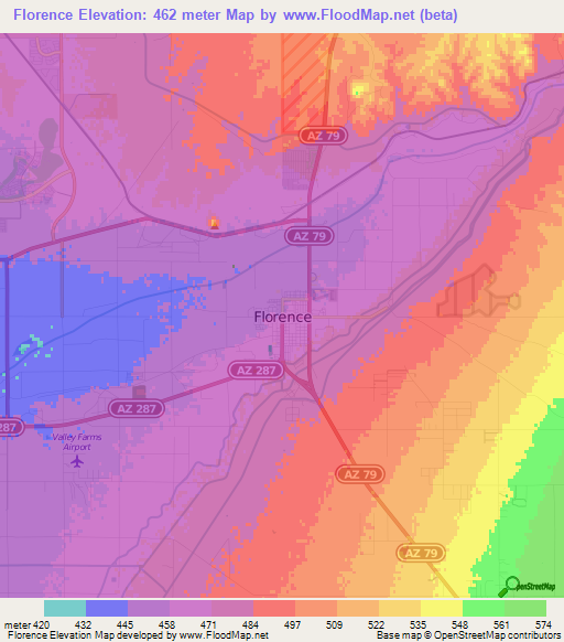 Florence,US Elevation Map