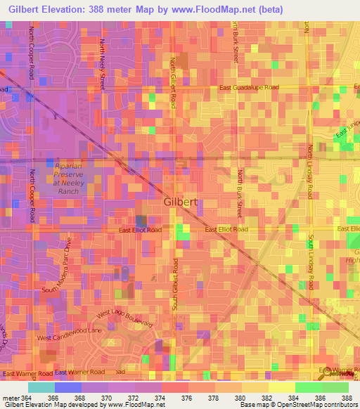 Gilbert,US Elevation Map