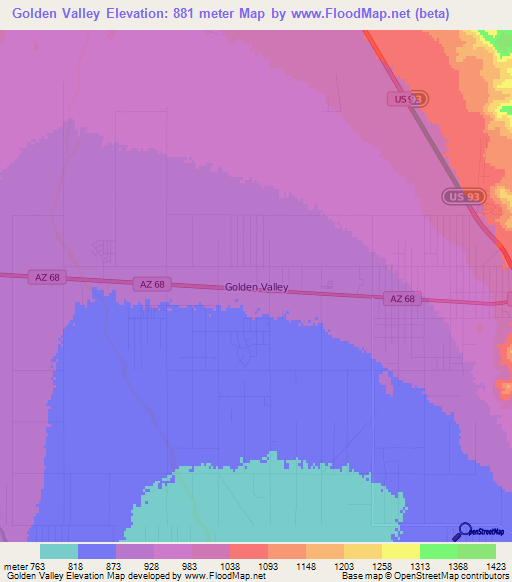 Golden Valley,US Elevation Map