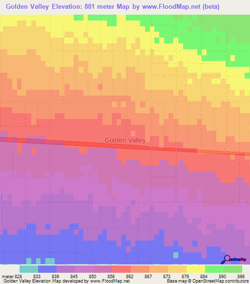 Golden Valley,US Elevation Map