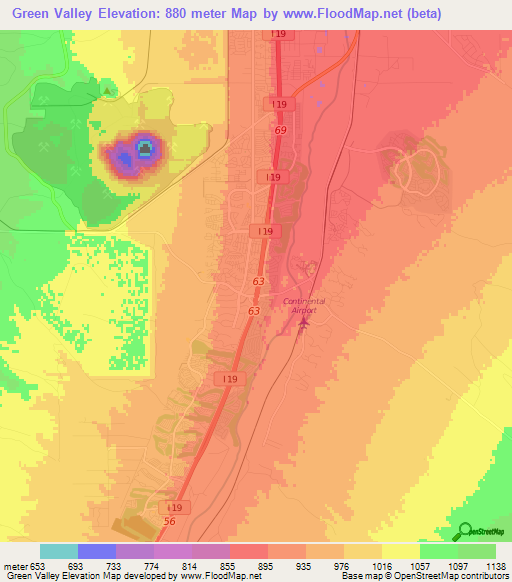 Green Valley,US Elevation Map