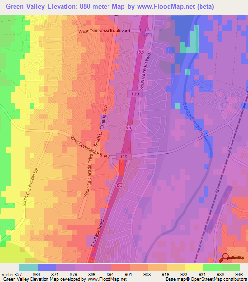 Green Valley,US Elevation Map