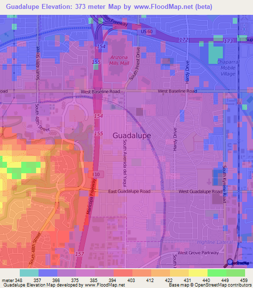 Guadalupe,US Elevation Map