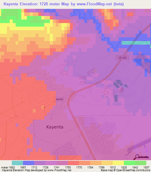 Kayenta,US Elevation Map