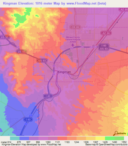 Kingman,US Elevation Map