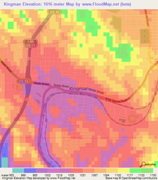 Kingman,US Elevation Map