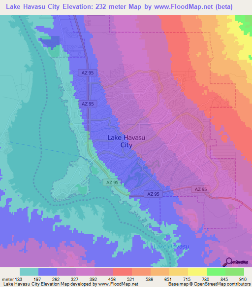 Lake Havasu City,US Elevation Map