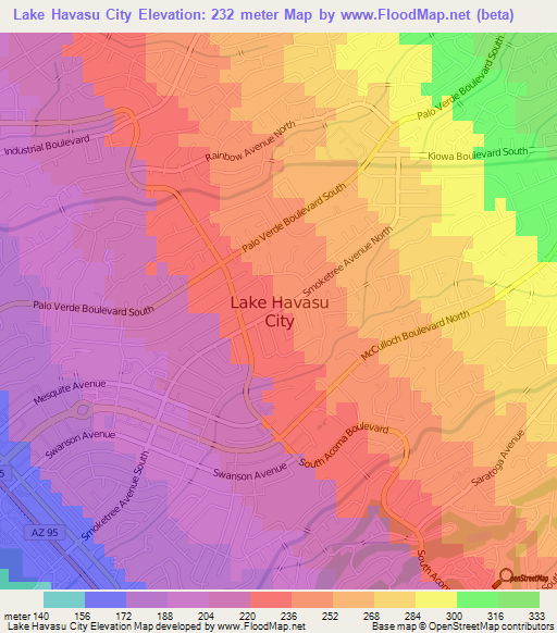 Lake Havasu City,US Elevation Map