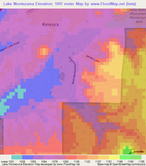 Lake Montezuma,US Elevation Map