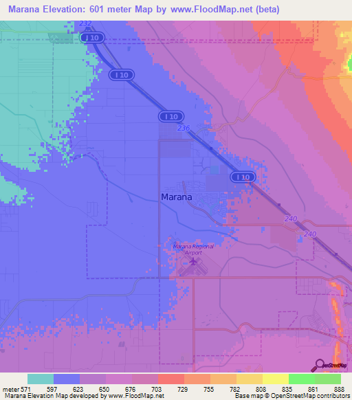 Marana,US Elevation Map