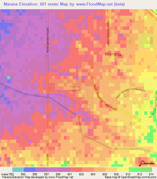 Marana,US Elevation Map