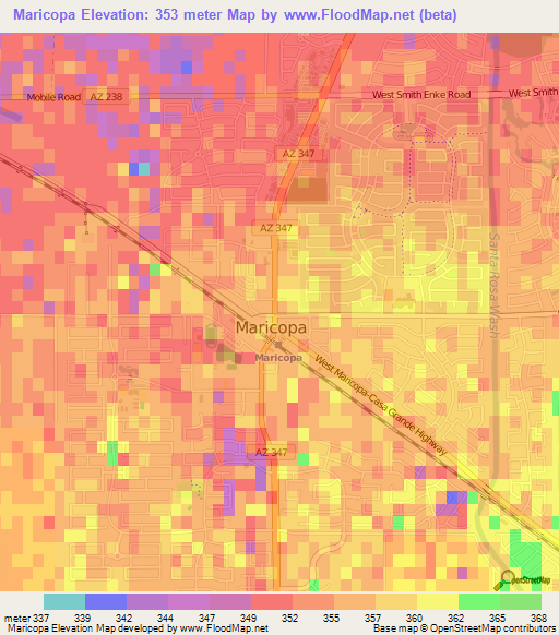 Maricopa,US Elevation Map