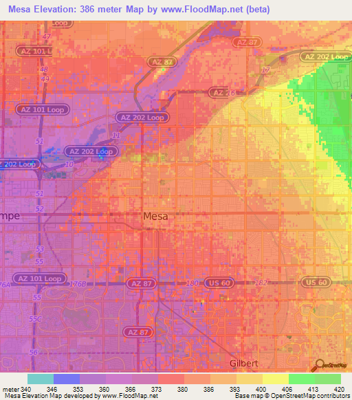 Mesa,US Elevation Map