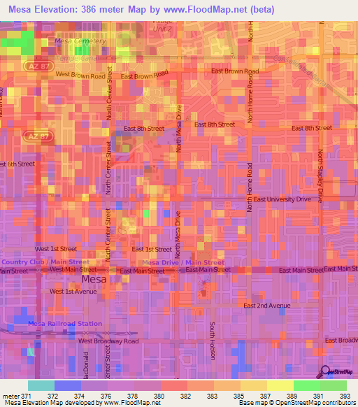 Mesa,US Elevation Map