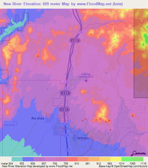 New River,US Elevation Map