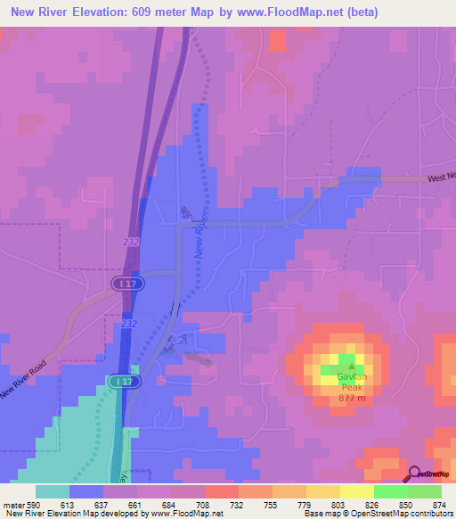 New River,US Elevation Map