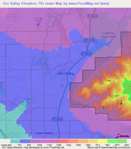 Oro Valley,US Elevation Map