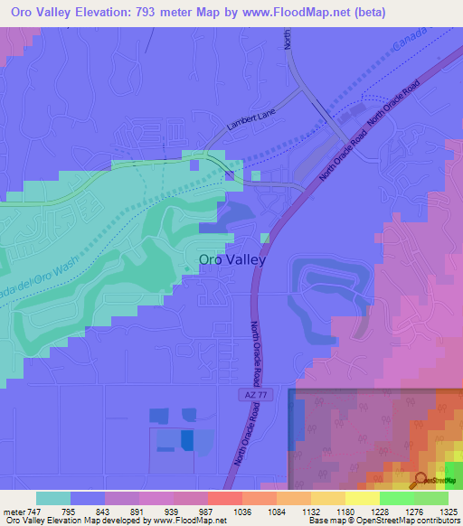 Oro Valley,US Elevation Map