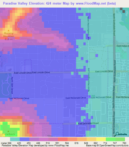 Paradise Valley,US Elevation Map