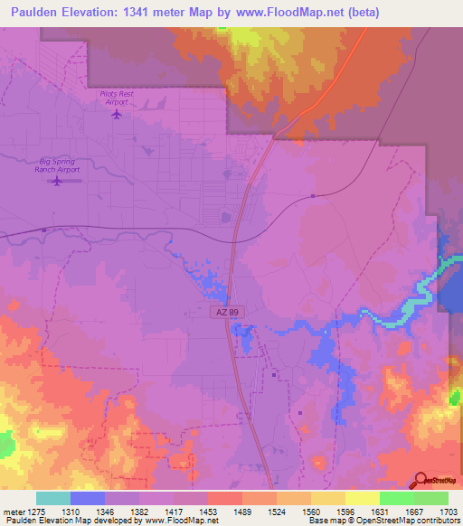 Paulden,US Elevation Map