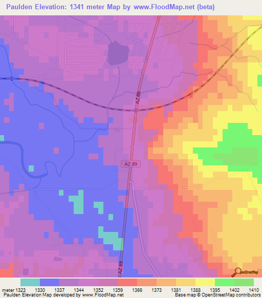 Paulden,US Elevation Map