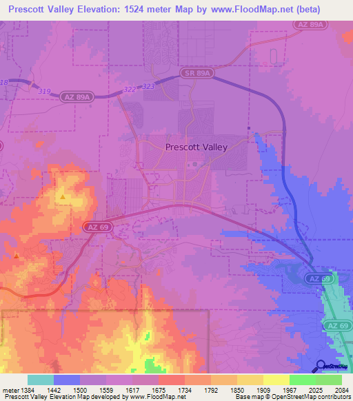 Prescott Valley,US Elevation Map