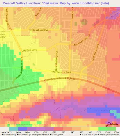 Prescott Valley,US Elevation Map