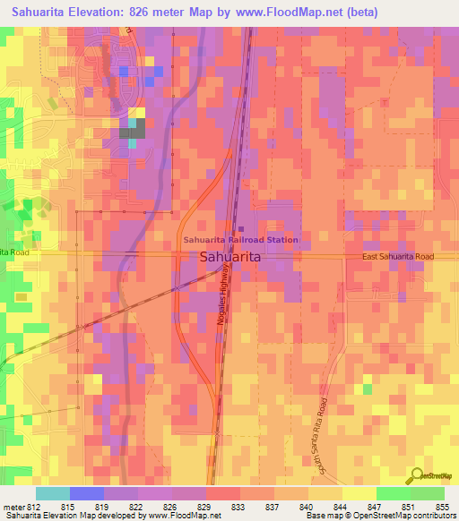 Sahuarita,US Elevation Map