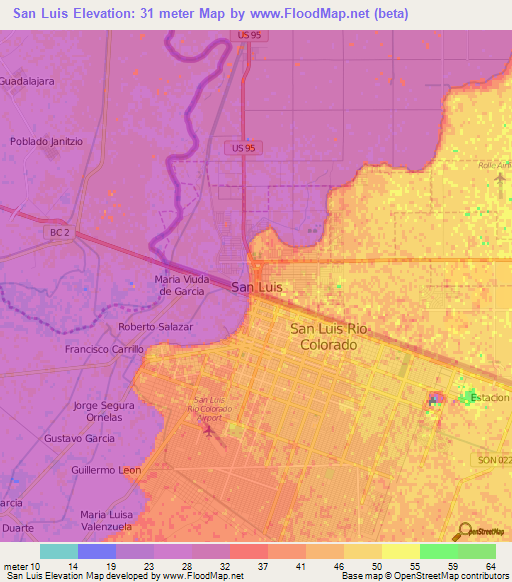 San Luis,US Elevation Map