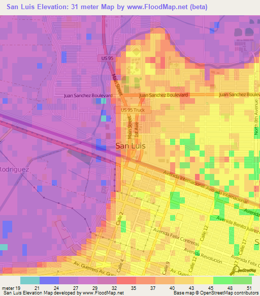 San Luis,US Elevation Map