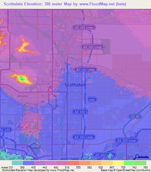 Scottsdale,US Elevation Map