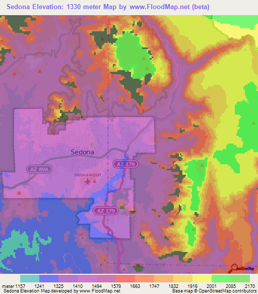 Sedona,US Elevation Map