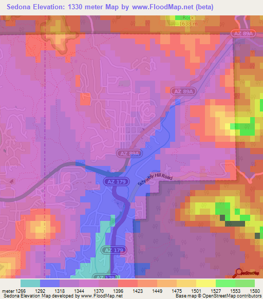 Sedona,US Elevation Map