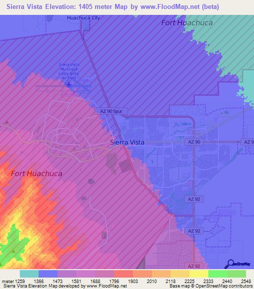 Sierra Vista,US Elevation Map