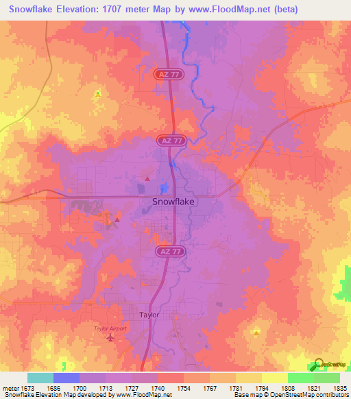 Snowflake,US Elevation Map