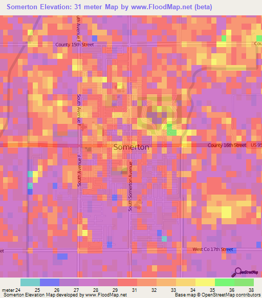 Somerton,US Elevation Map