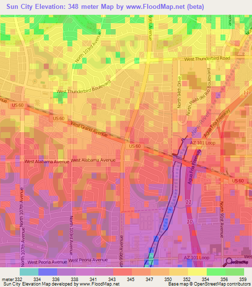 Sun City,US Elevation Map