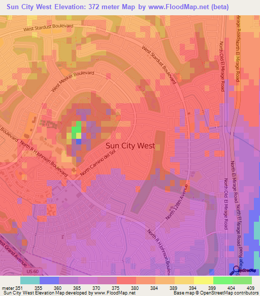 Sun City West,US Elevation Map