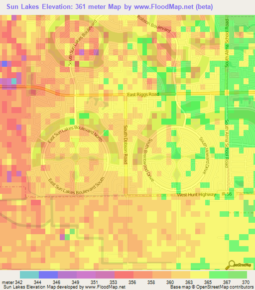 Sun Lakes,US Elevation Map