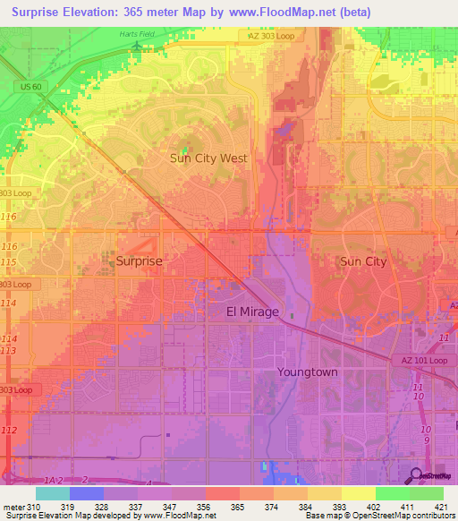 Surprise,US Elevation Map