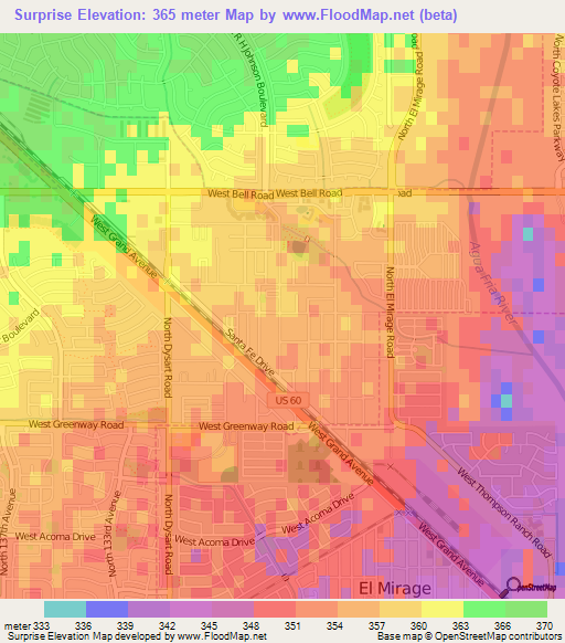 Surprise,US Elevation Map